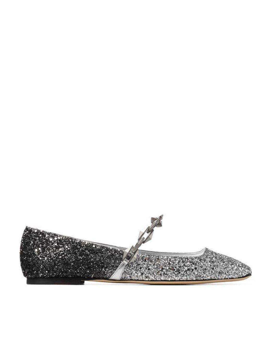 Jimmy Choo Diamond Tilda Glitter Ballet Flats in Black | Lyst