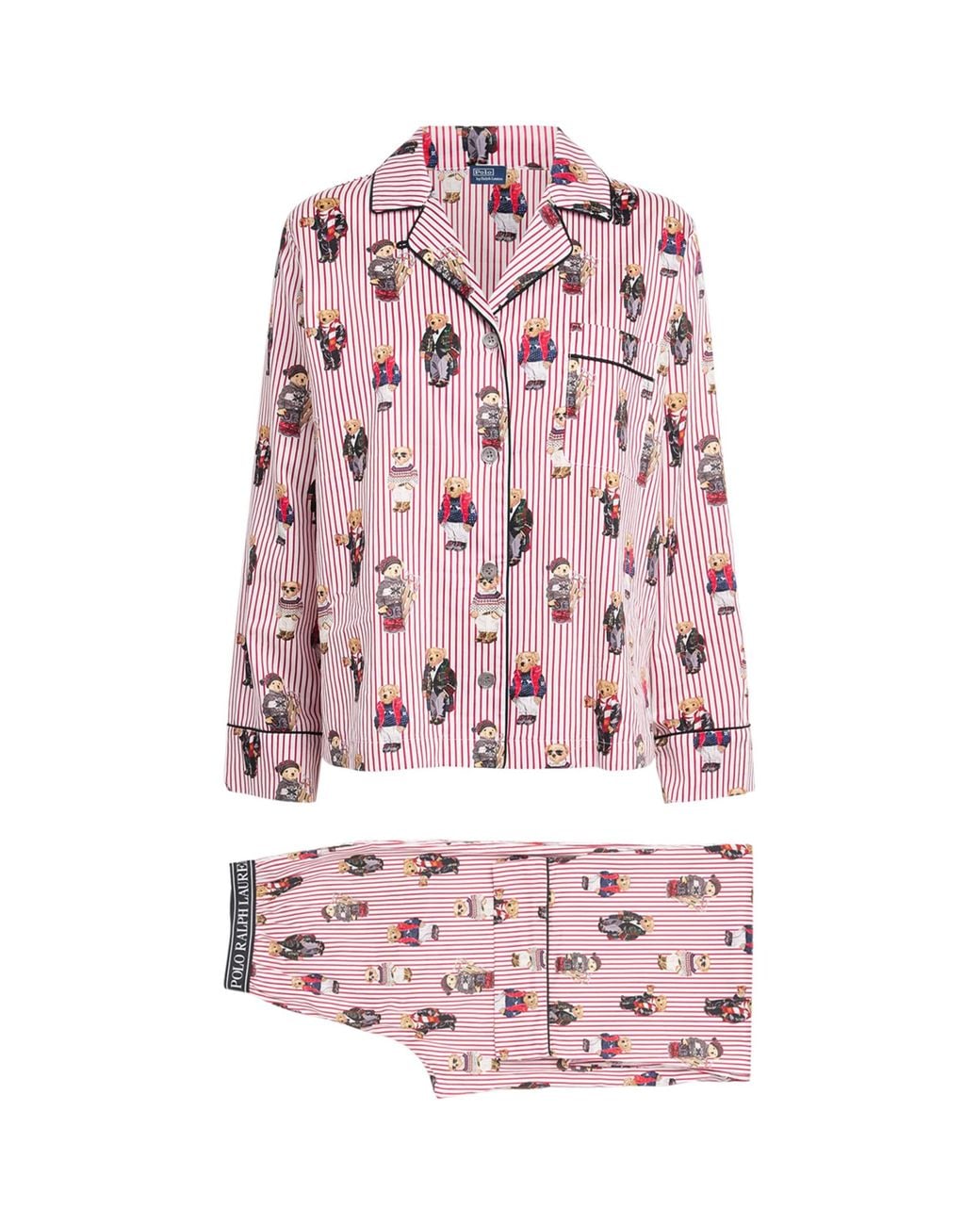 Polo Ralph Lauren Pink Cotton Stripe Polo Bear Pyjama Set