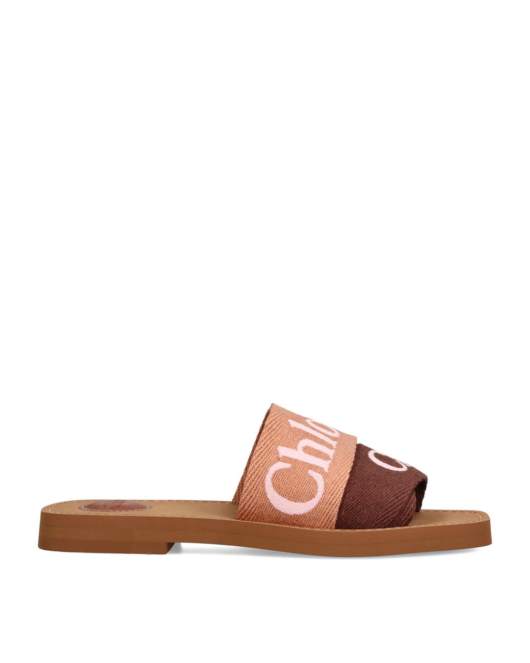 Chloé Brown Canvas Jacquard Woody Sandals