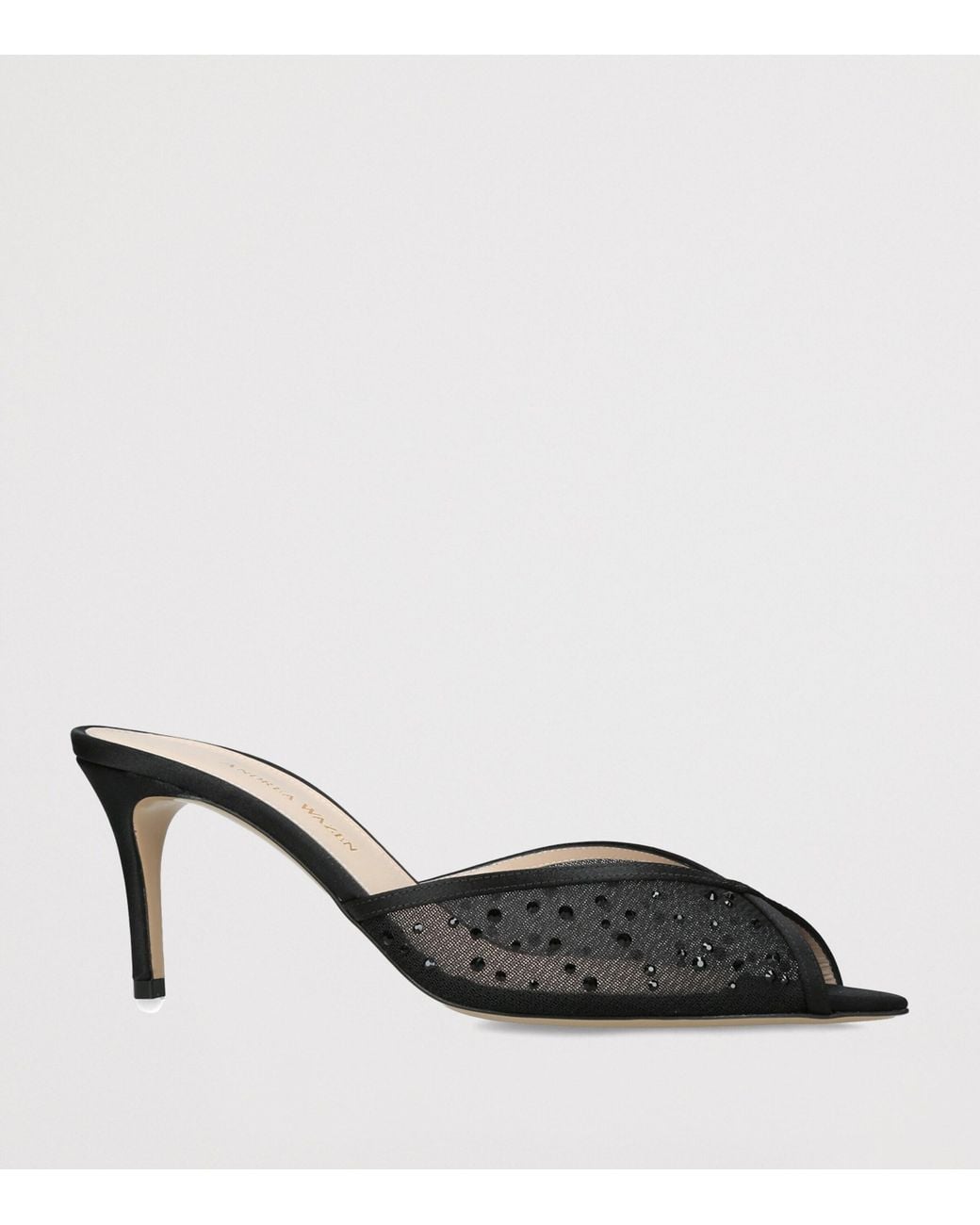 Andrea Wazen Black Mesh Katy Glitz Mules 75