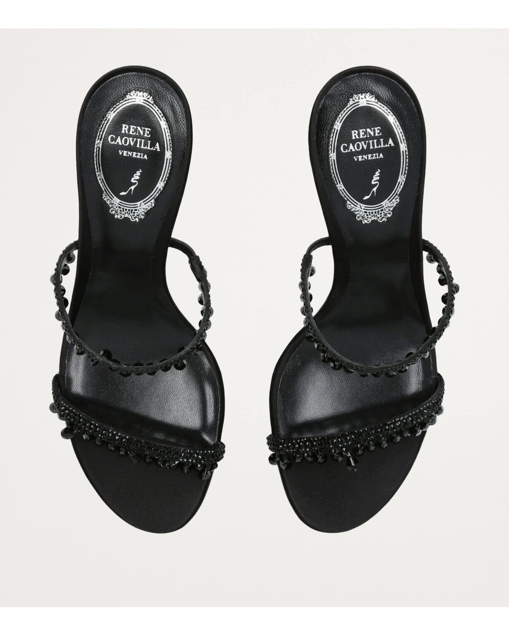 Rene Caovilla Black Embellished Chandelier Heeled Mules 80