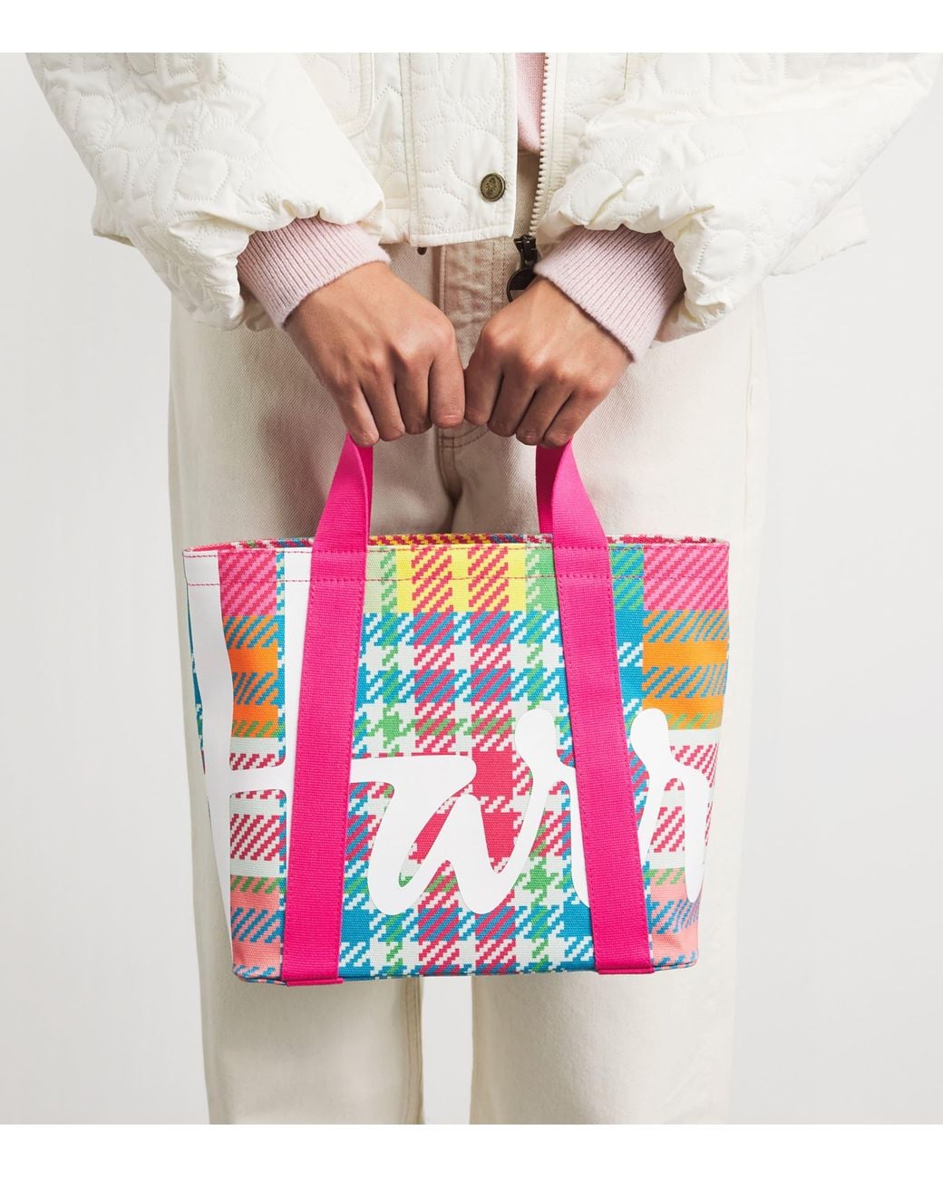 Harrods Pink Mini Madras Check Tote Bag