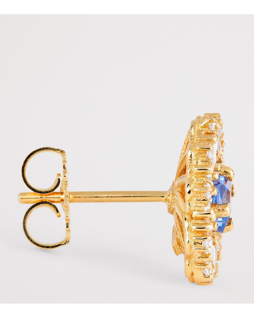 Suzanne Kalan Metallic Diamond And Light Sapphire Flower Stud Earrings