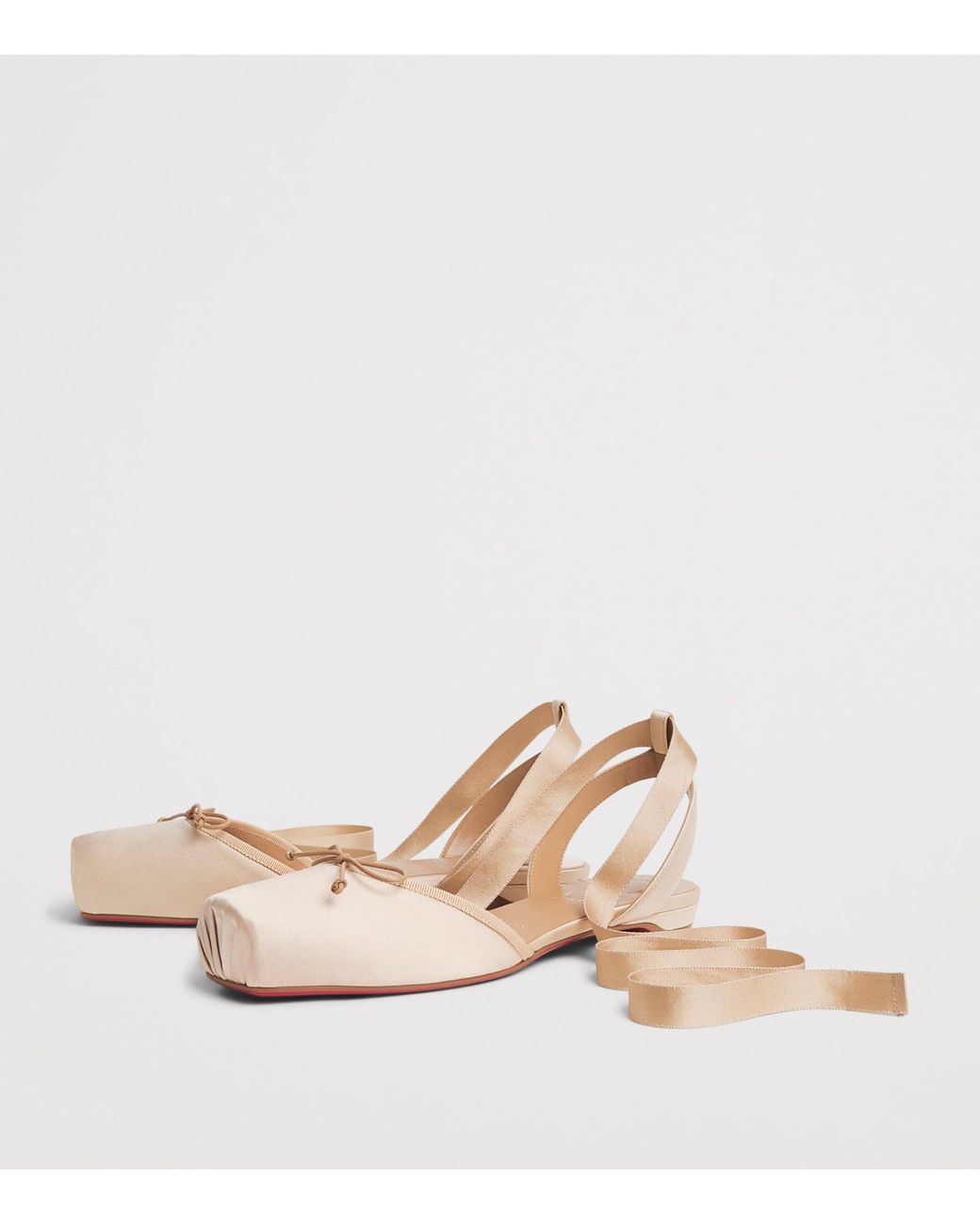 Christian Louboutin Natural Cassia Lace-Up Satin Ballet Flats