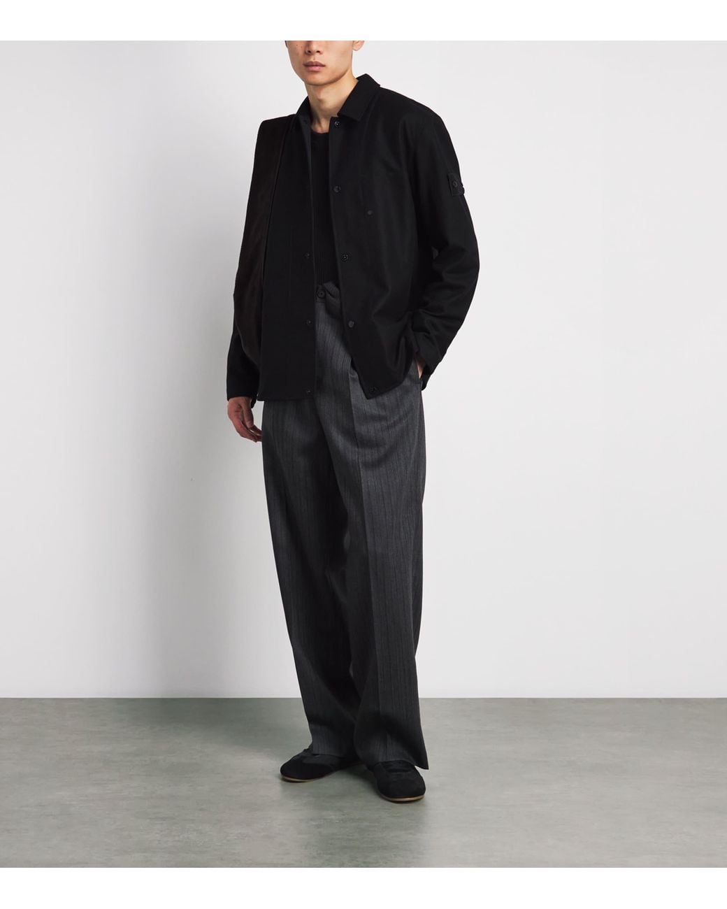 Stone Island Black Ghost Piece Wool-Blend Overshirt for men