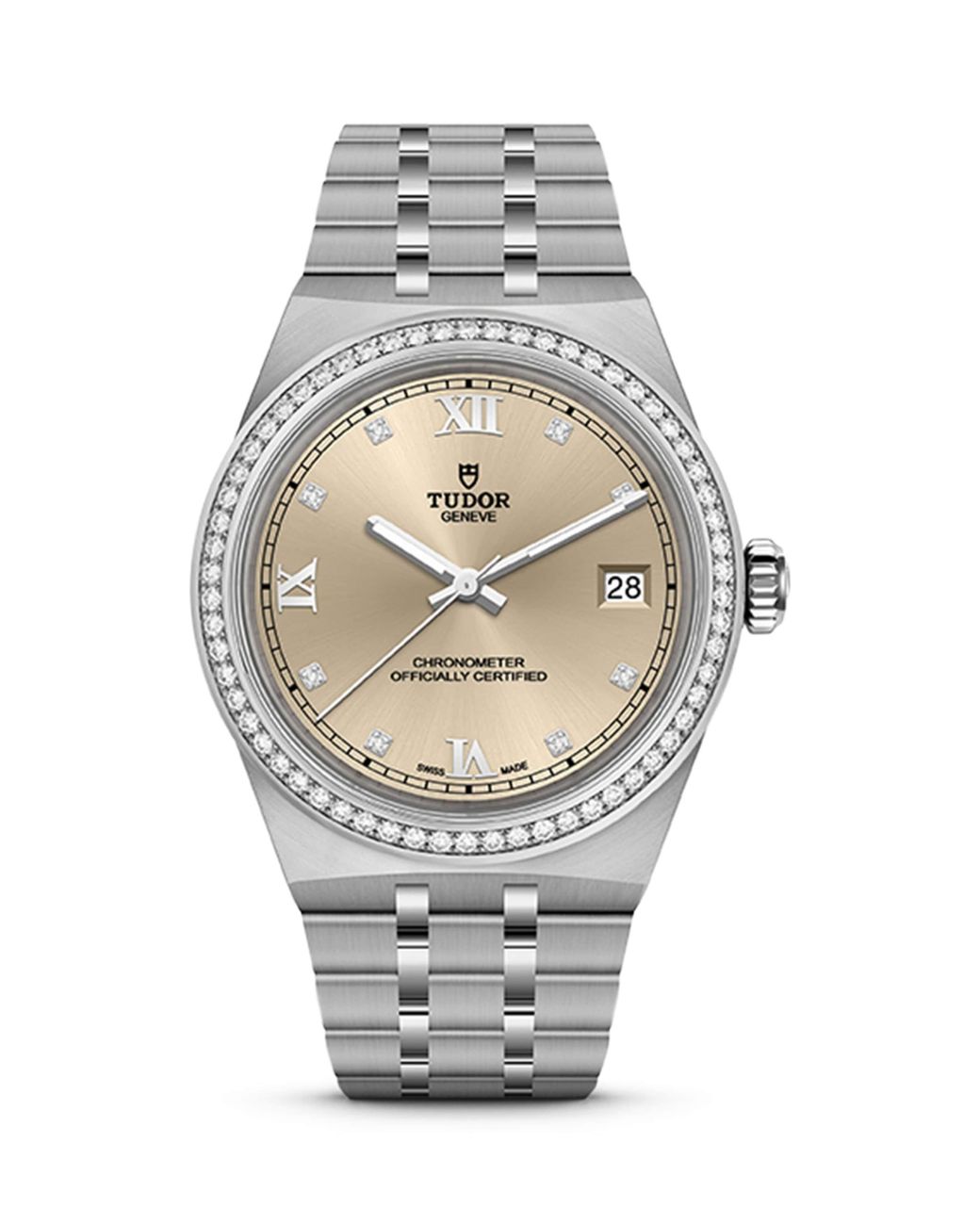 Tudor Metallic Royal Stainless Steel And Diamond Watch