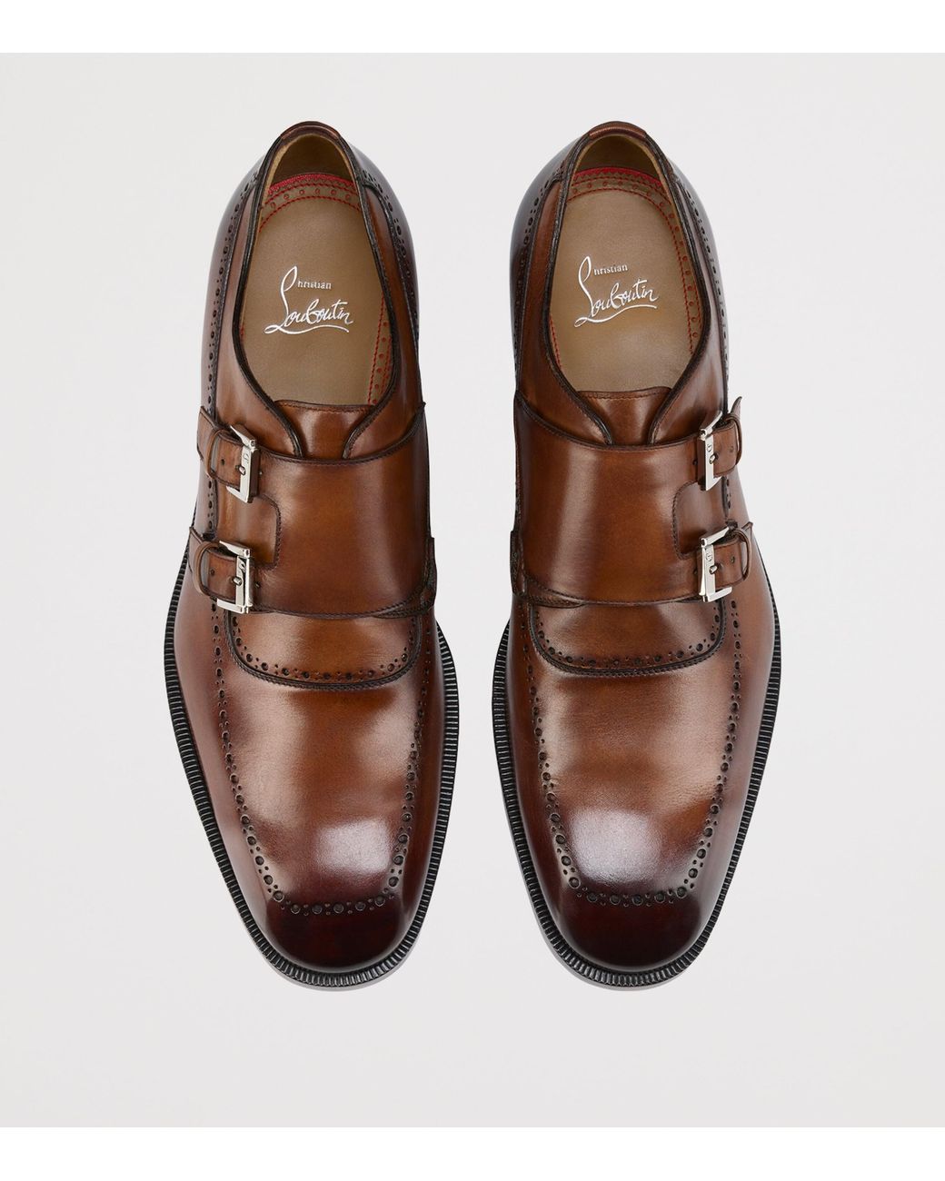Christian Louboutin Brown Sartok Leather Monk Shoes for men