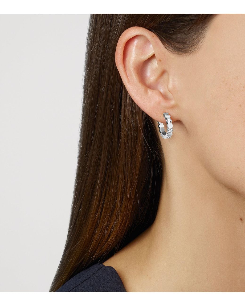 Chaumet White And Diamond Bee De Hoop Earrings