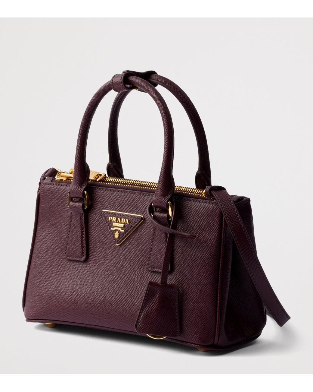 Prada Purple Mini Leather Galleria Top-Handle Bag