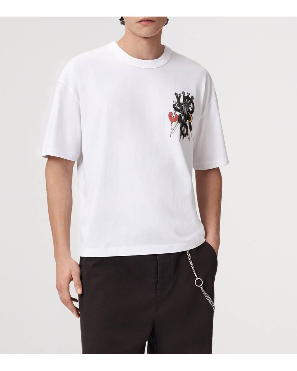 AllSaints White Organic Cotton Serrate T-Shirt for men