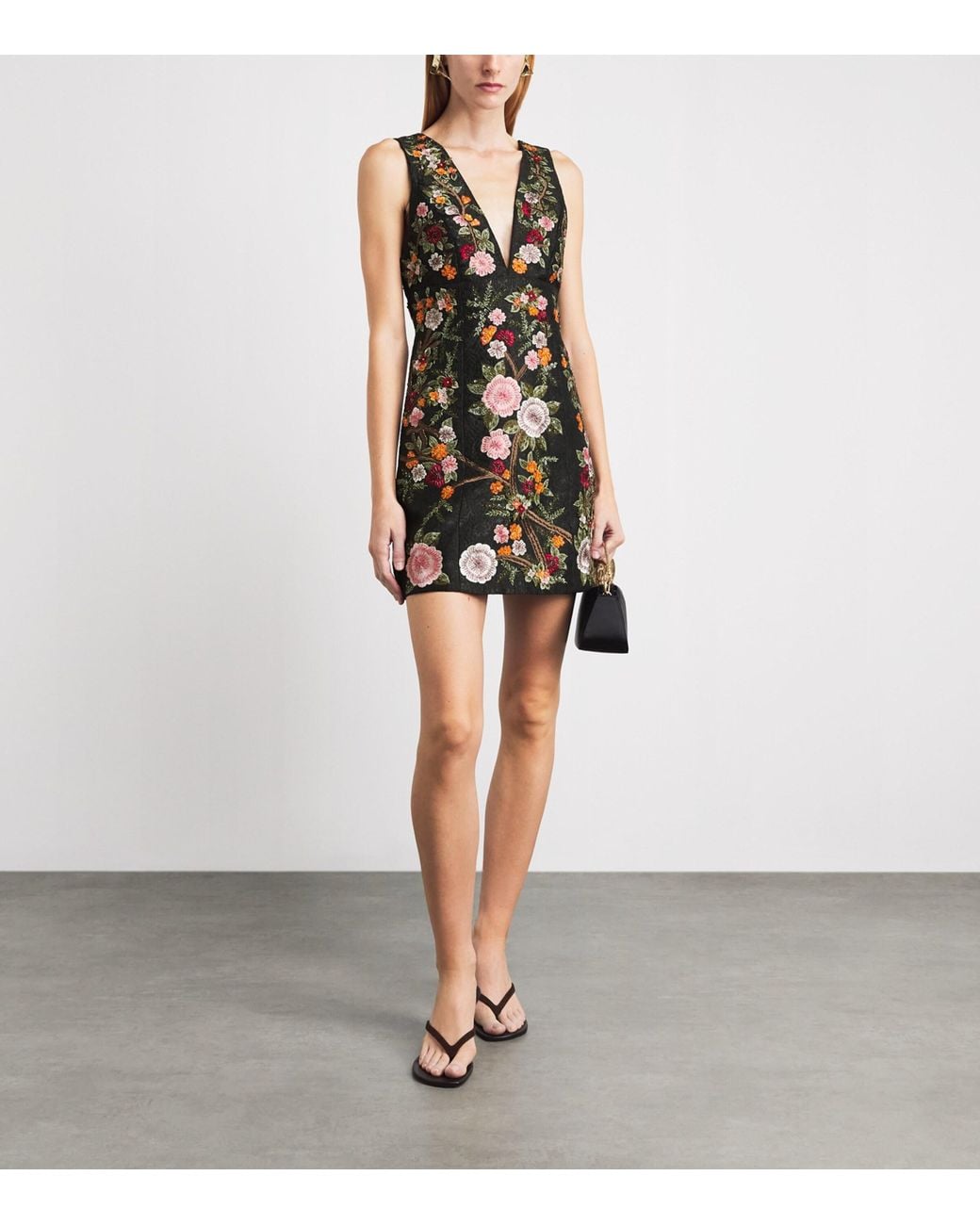 Alice + Olivia Black Floral Embroidered Mini Dress