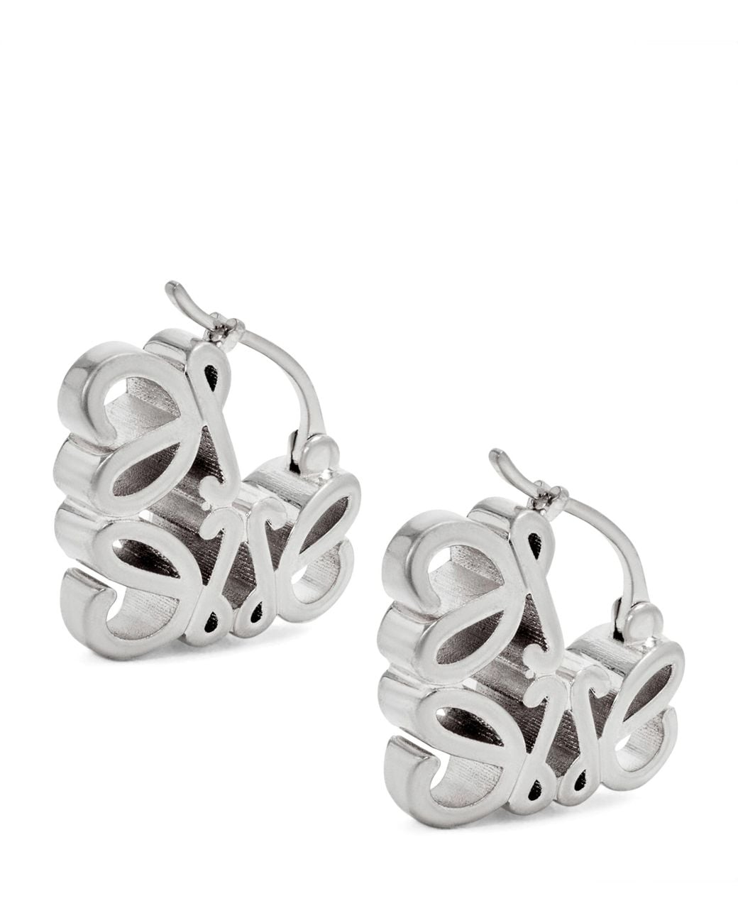 Loewe Metallic Sterling Bombé Anagram Hoop Earrings