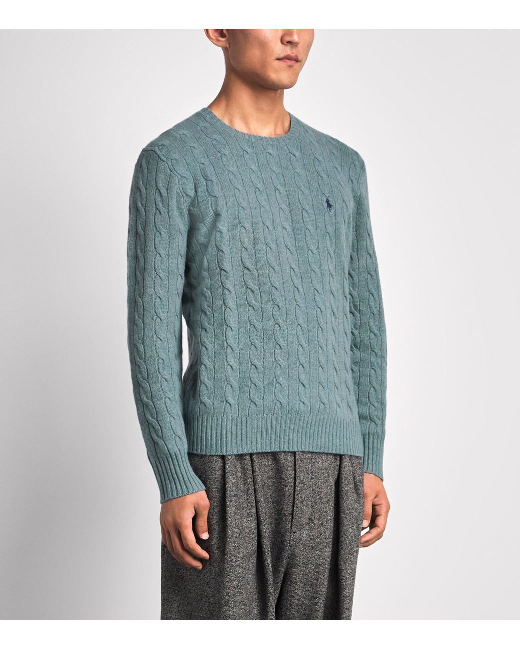 Polo Ralph Lauren Blue Wool-Cashmere Cable-Knit Sweater for men