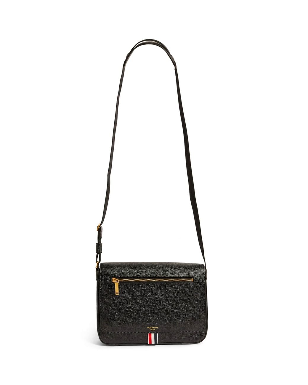 Thom Browne Black Pebbled Leather Reporter Bag for men