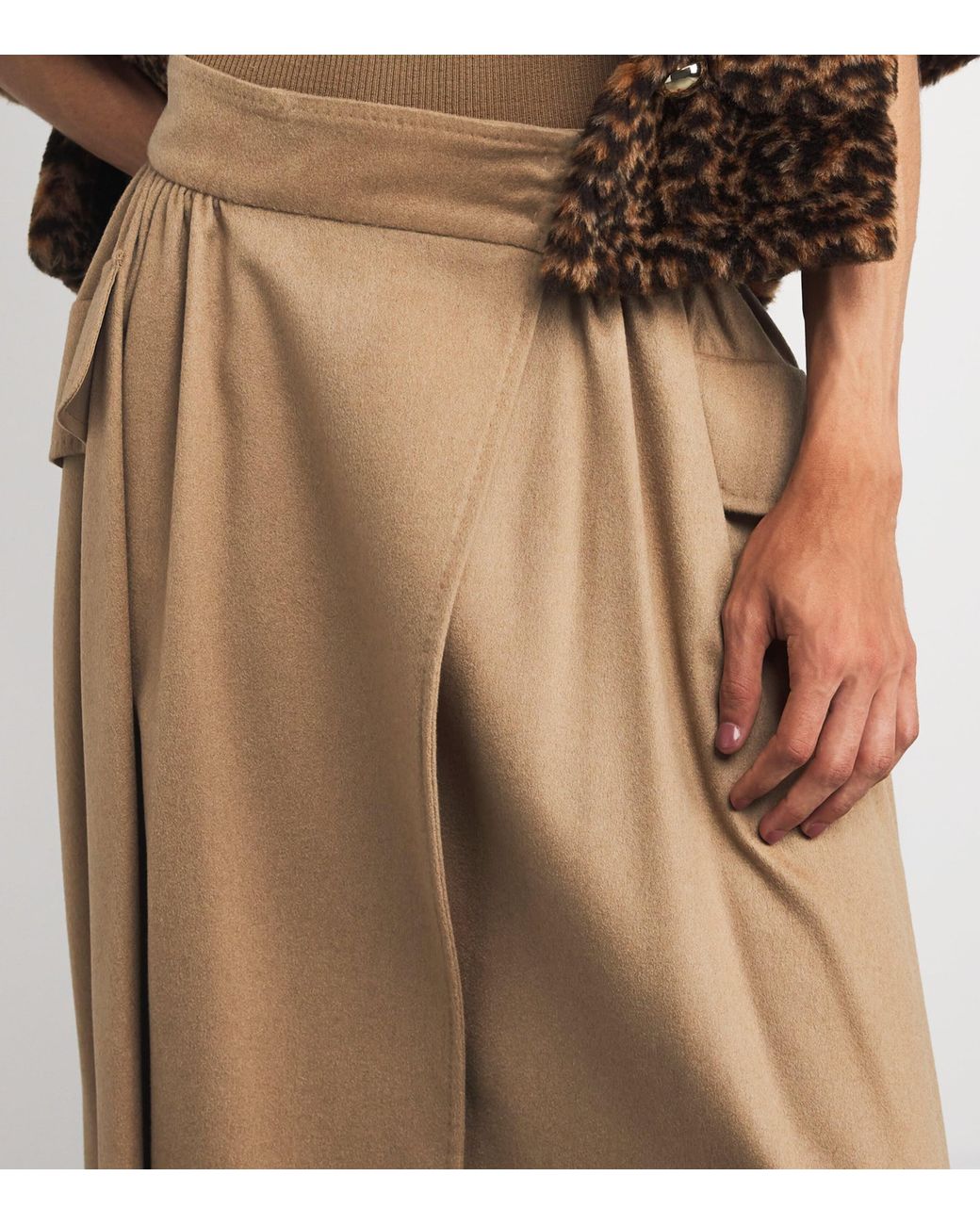 Max Mara Camel Wool Maxi Skirt in Natural | Lyst