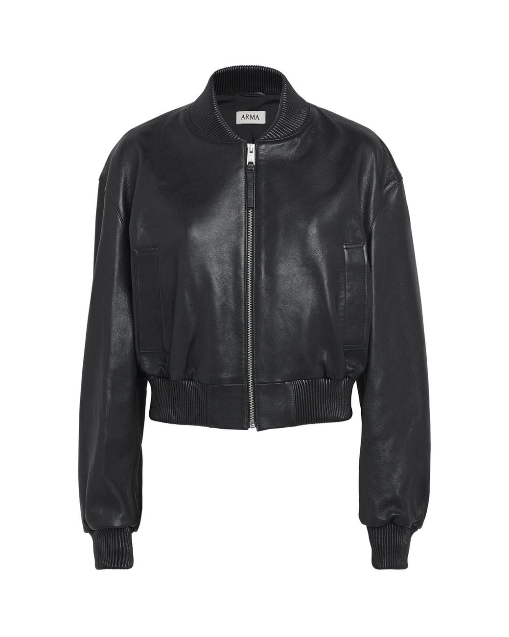 Arma Black Hannah Leather Bomber Jacket