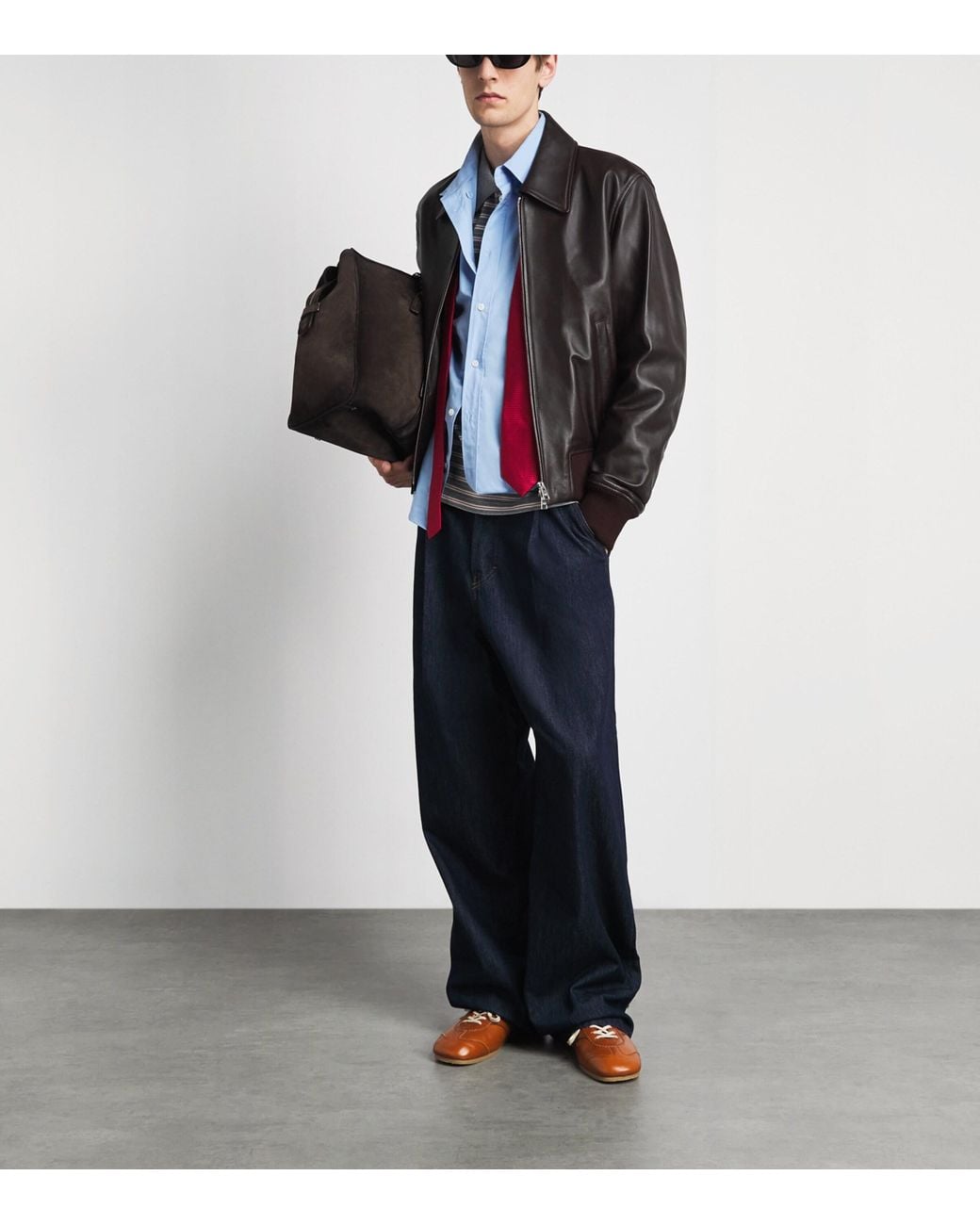 AMI Black Leather Jacket for men