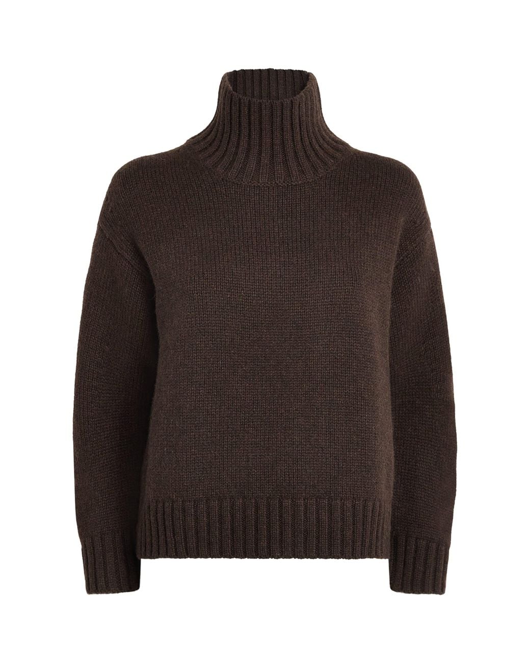 Yves Salomon Brown Cashmere Funnel-Neck Sweater