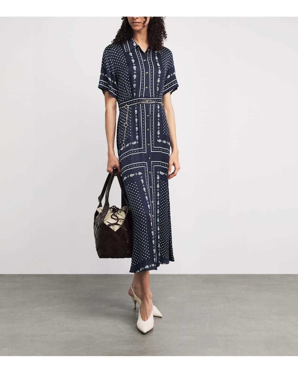 Maje Blue Printed Midi Dress
