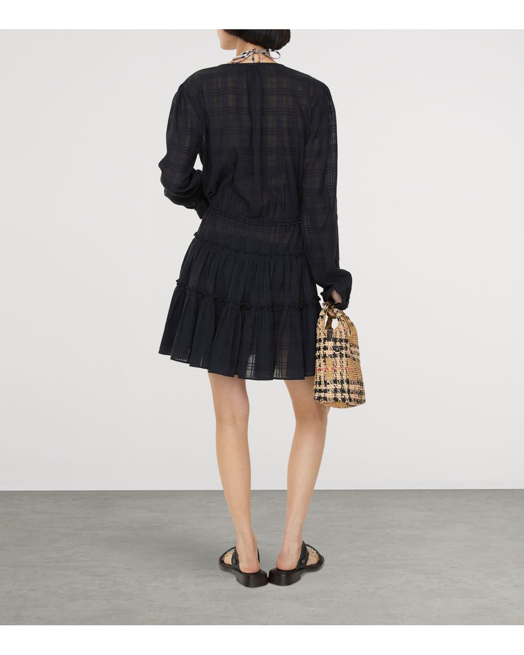 Burberry Black Cotton Voile Mini Dress