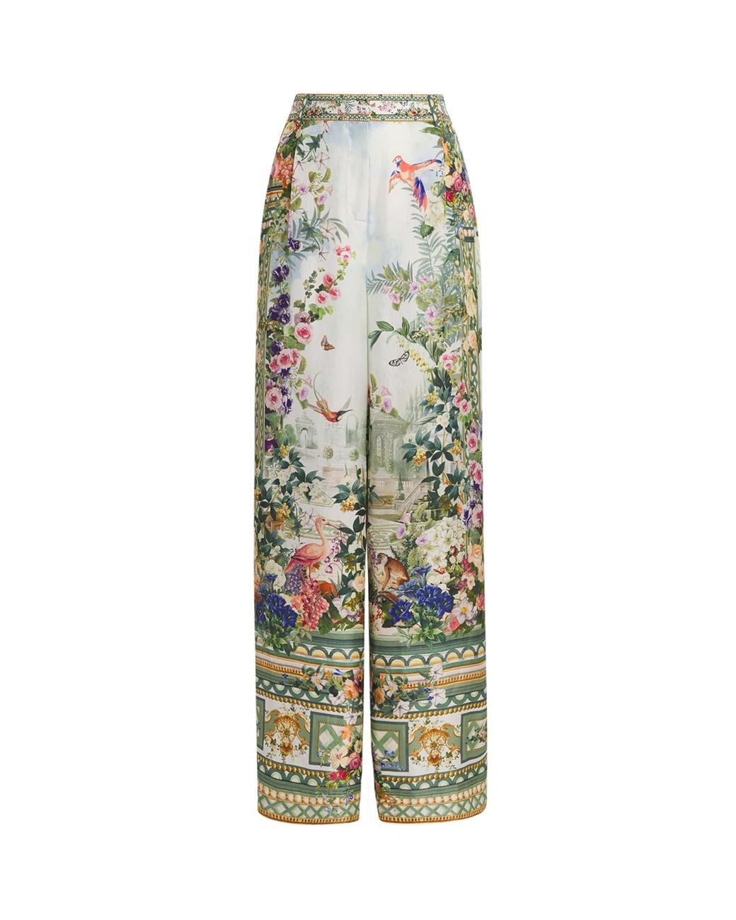 Camilla Green Silk Art For The Empress Wide Trousers