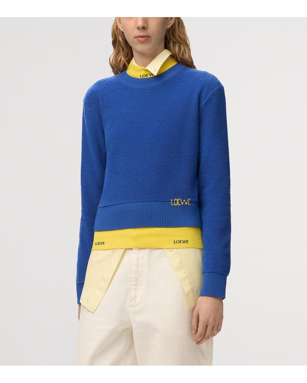 Loewe Blue Wool-Blend Embroidered Sweater