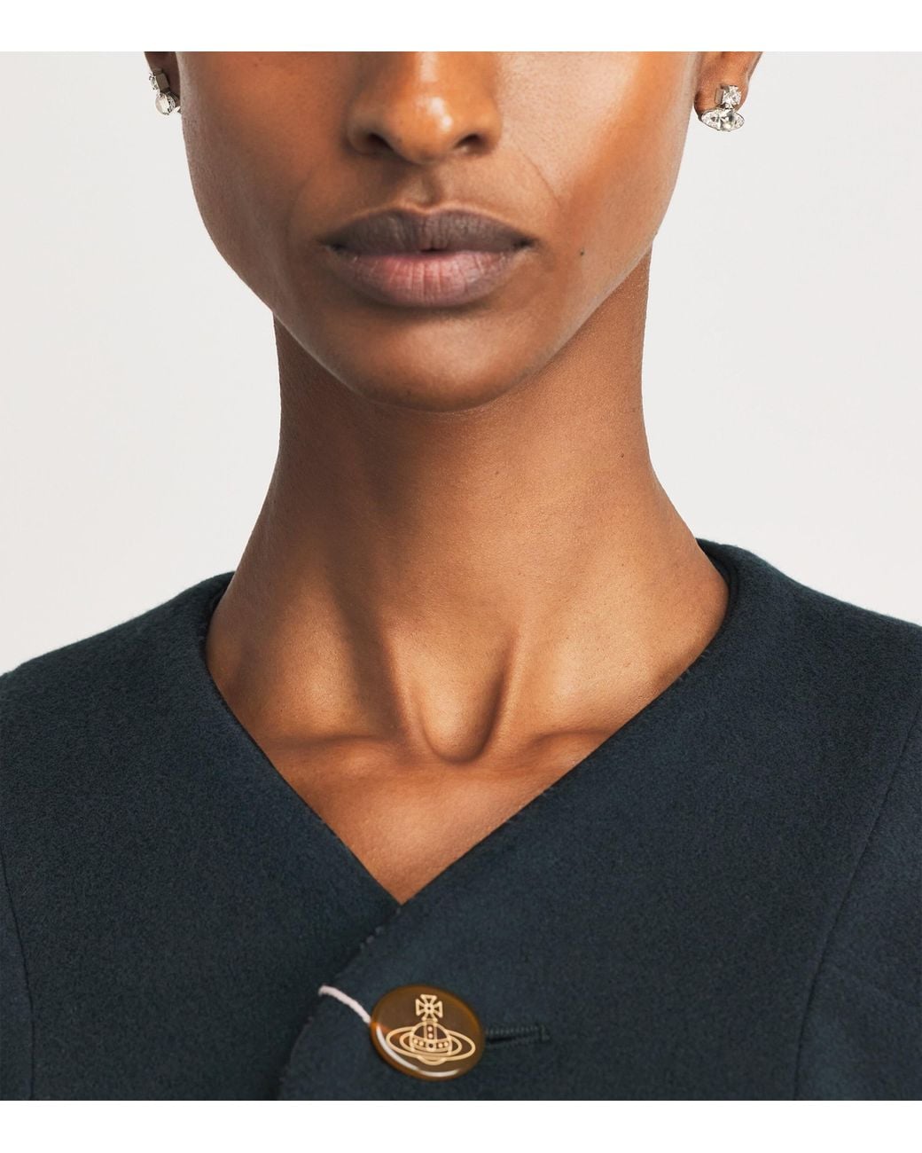 Vivienne Westwood Black Crystal Ondina Stud Earrings