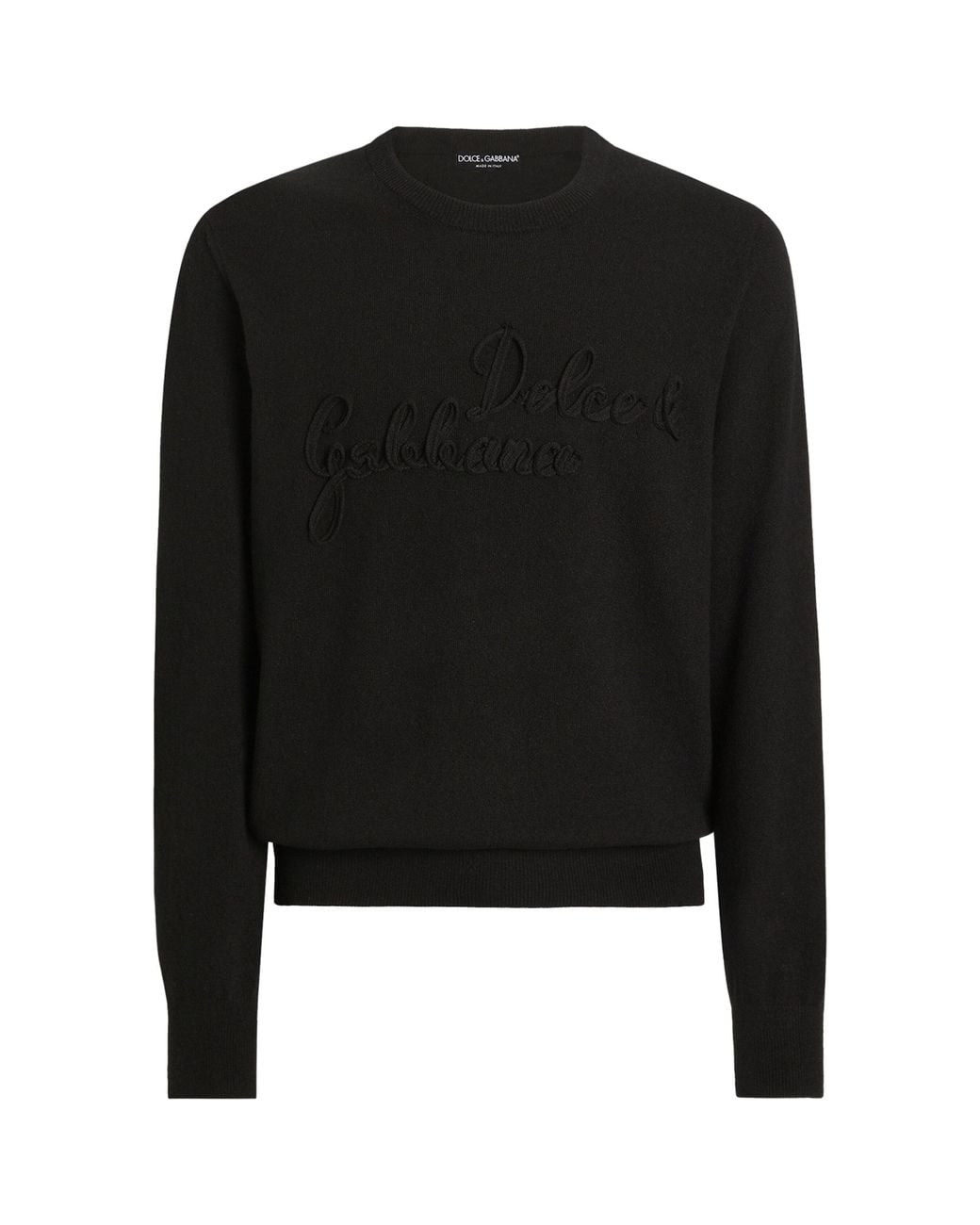 Dolce & Gabbana Black Virgin Wool Embroidered Sweater for men