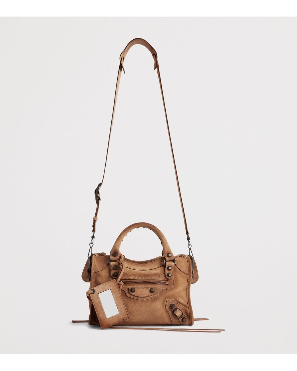 Balenciaga Brown Mini Waxed Suede Le City Top-Handle Bag