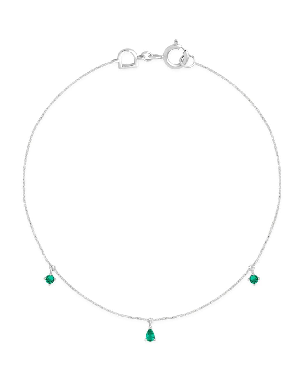 Astrid & Miyu White And Emerald Pear Charm Bracelet