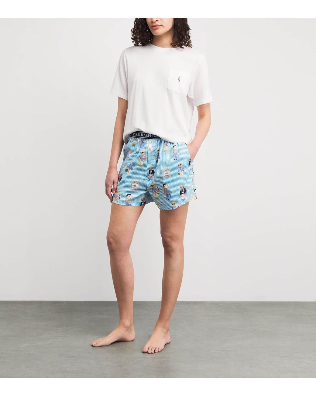 Polo Ralph Lauren Blue Cotton Polo Bear Logo Pyjama Shorts