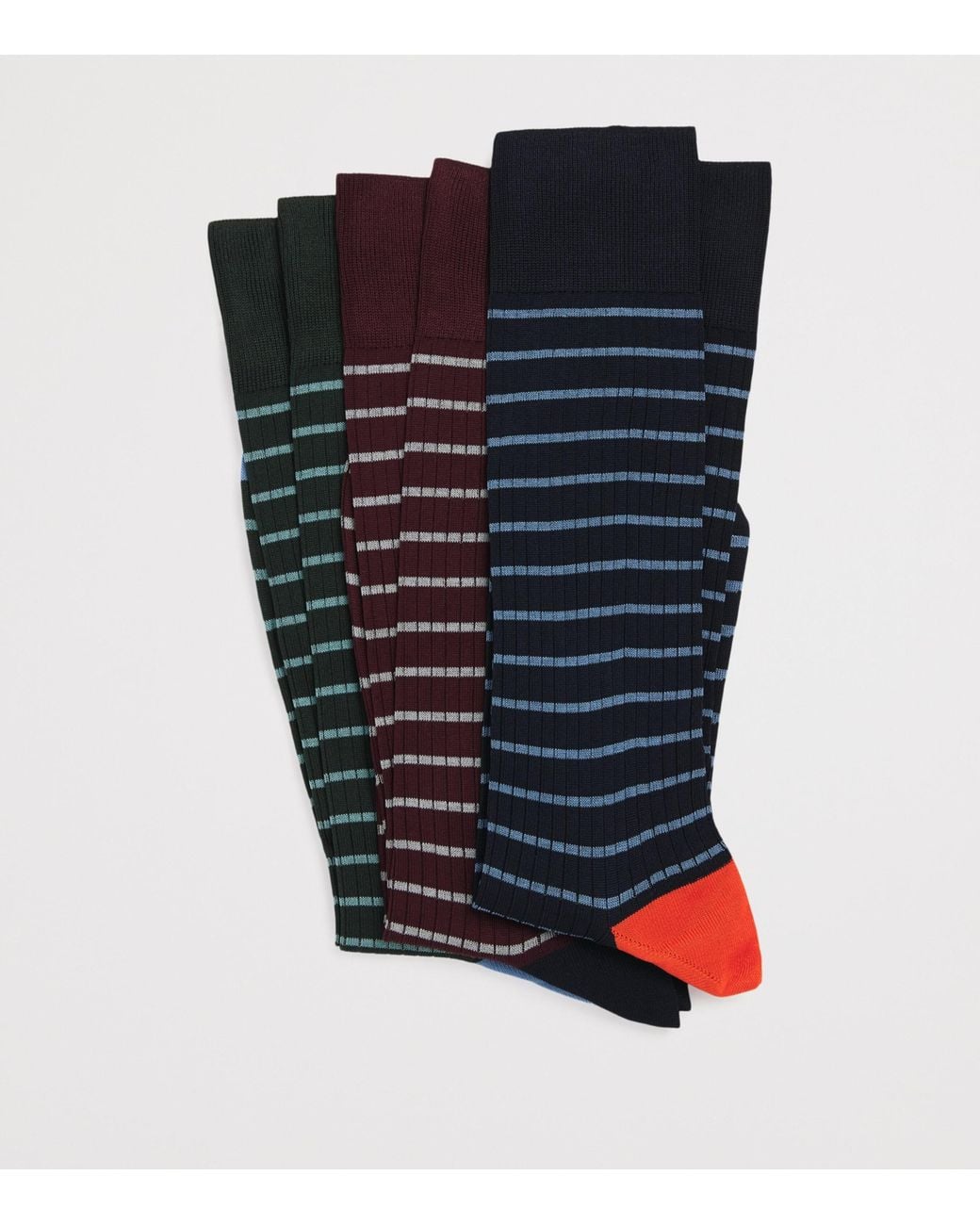 Harrods Green Cotton-Blend Stripe Ribbed Socks for men