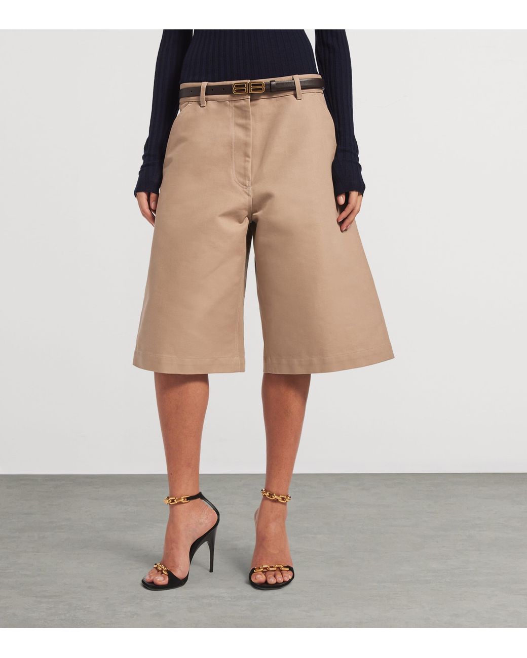 Balenciaga Natural Cotton Tailored Shorts