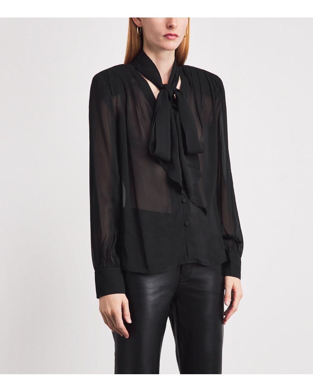 Toccin Black Chiffon Tie-Neck Kaila Blouse