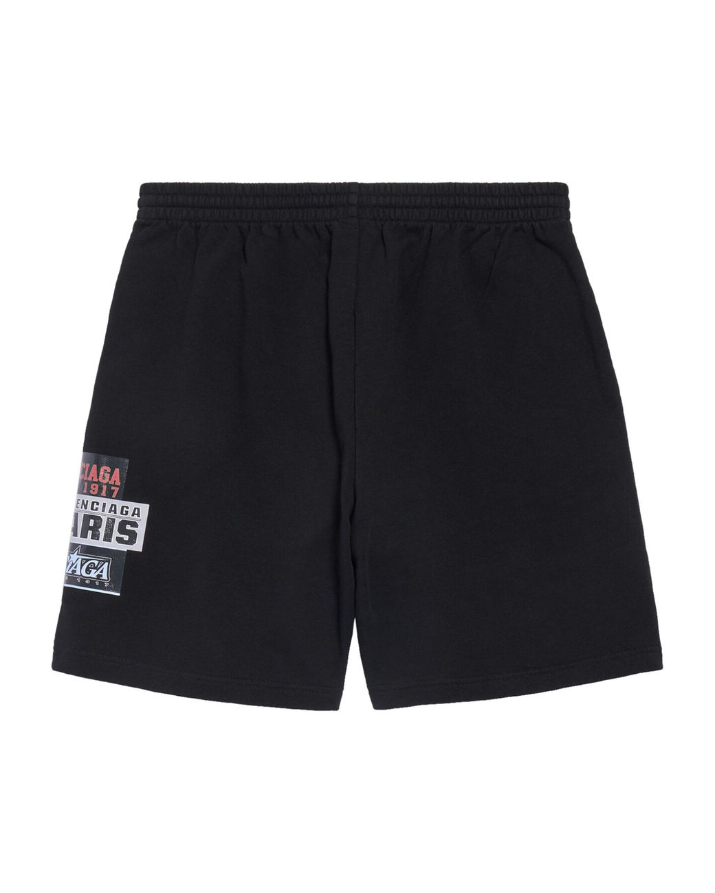 Balenciaga Black Cotton Bumper Sticker Sweatshorts for men