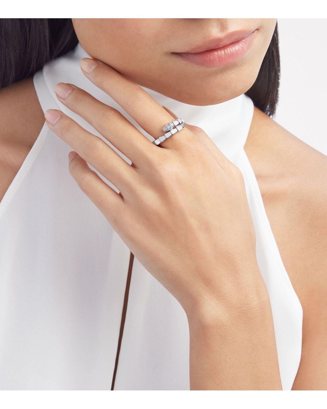 BVLGARI Metallic And Diamond Serpenti Viper Ring
