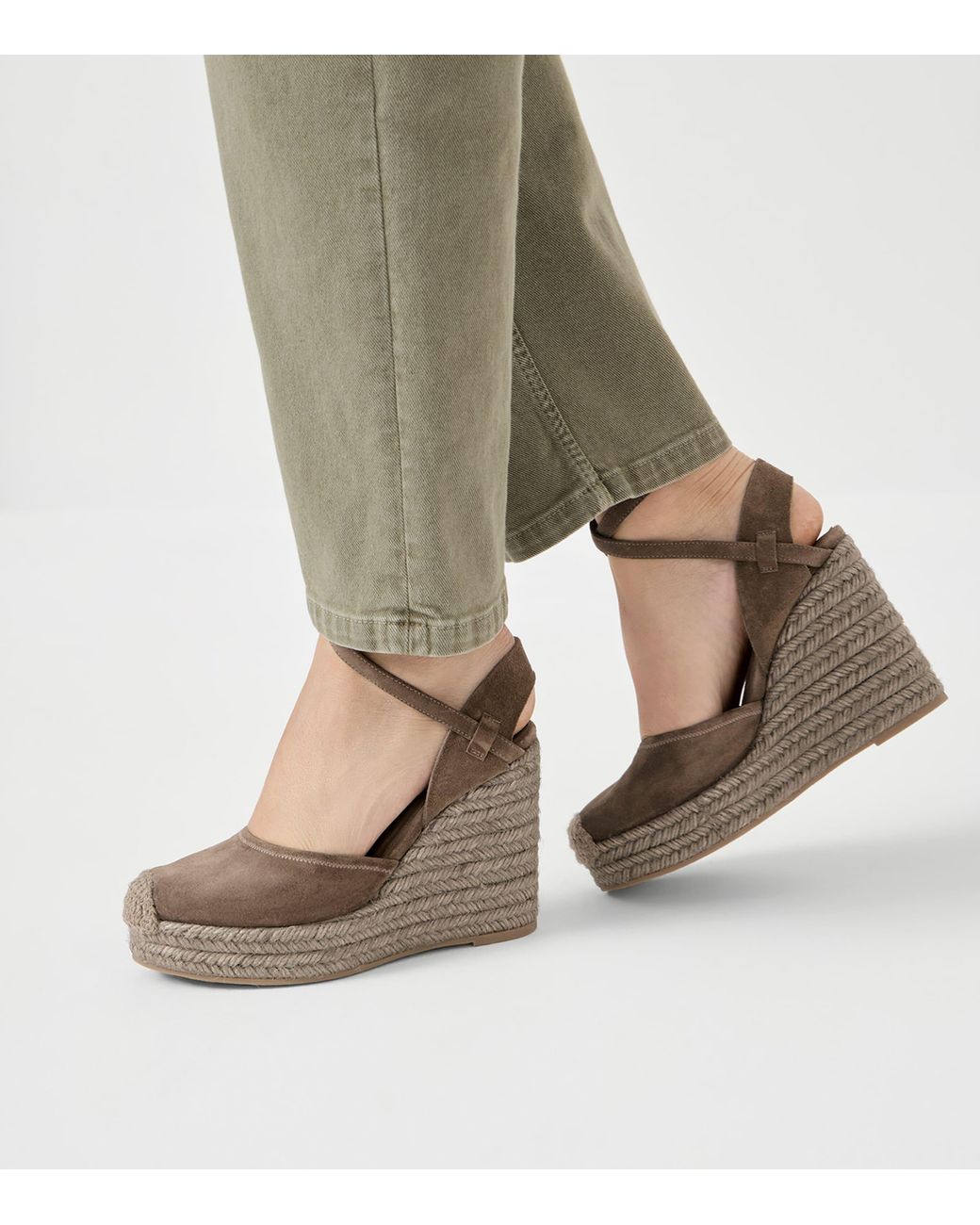 Brunello Cucinelli Brown Suede Wedge Espadrilles 80