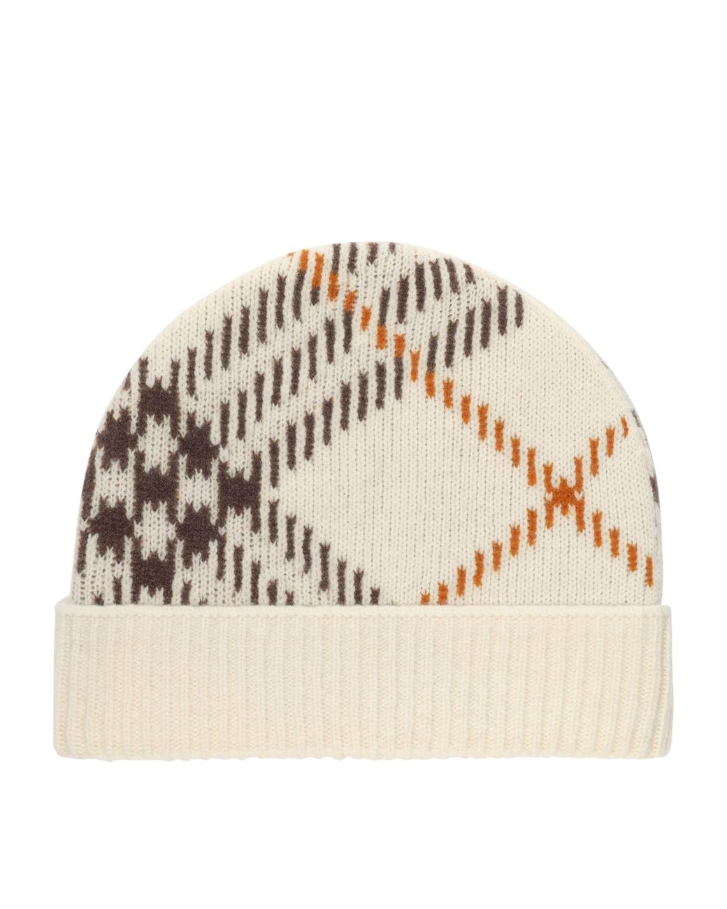 Burberry Natural Cashmere-Blend Check Beanie for men