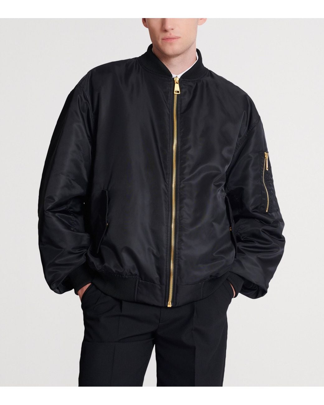 Balmain Black Printed Bomber Jacket for men