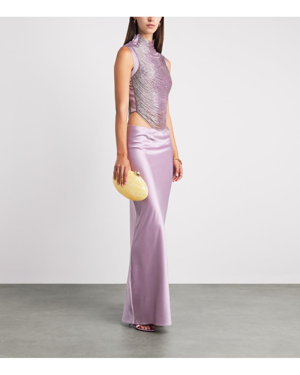 Cult Gaia Purple Silk Chantel Maxi Skirt