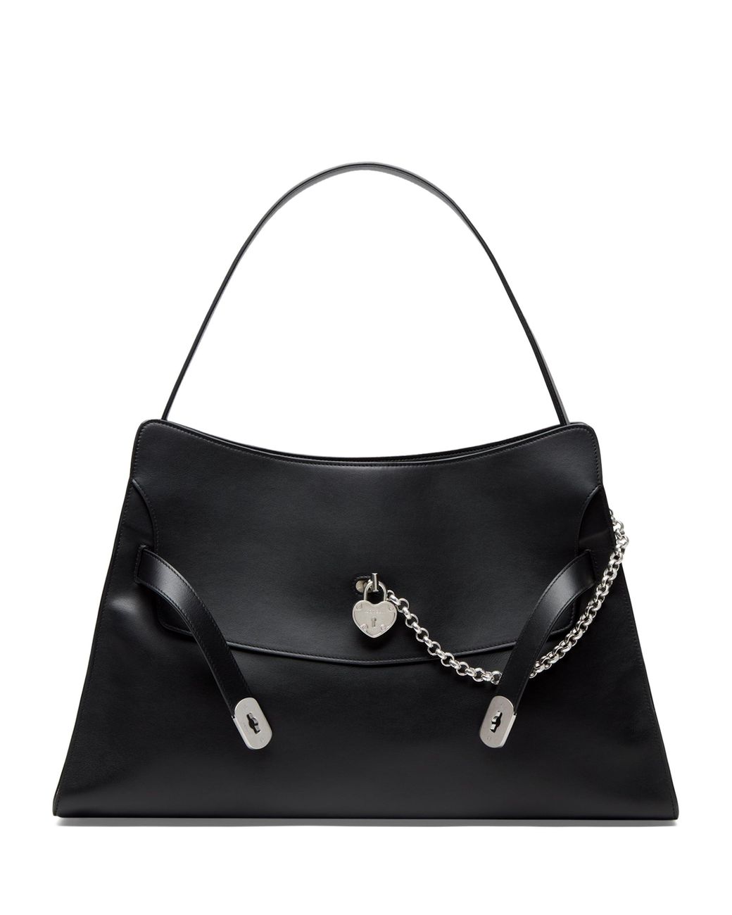 McQueen Black Maxi Calfskin Locke Top-Handle Bag