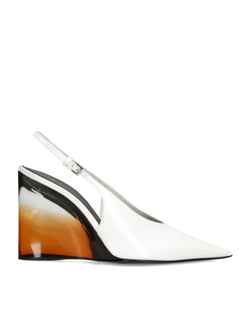 Alaïa White Patent Leather Invisible Wedge Slingback Pumps 90