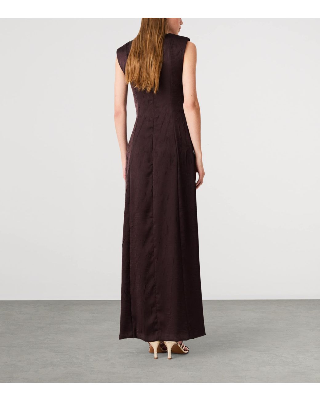 Maje Purple Ruched Sleeveless Midi Dress
