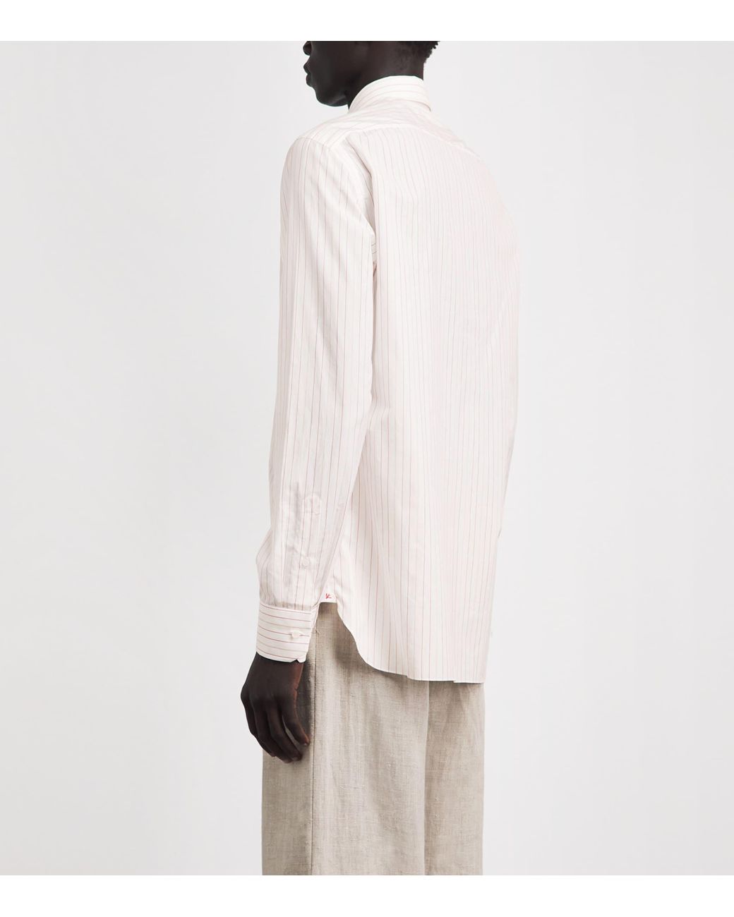 Isaia White Cotton Stripe Mix Shirt for men