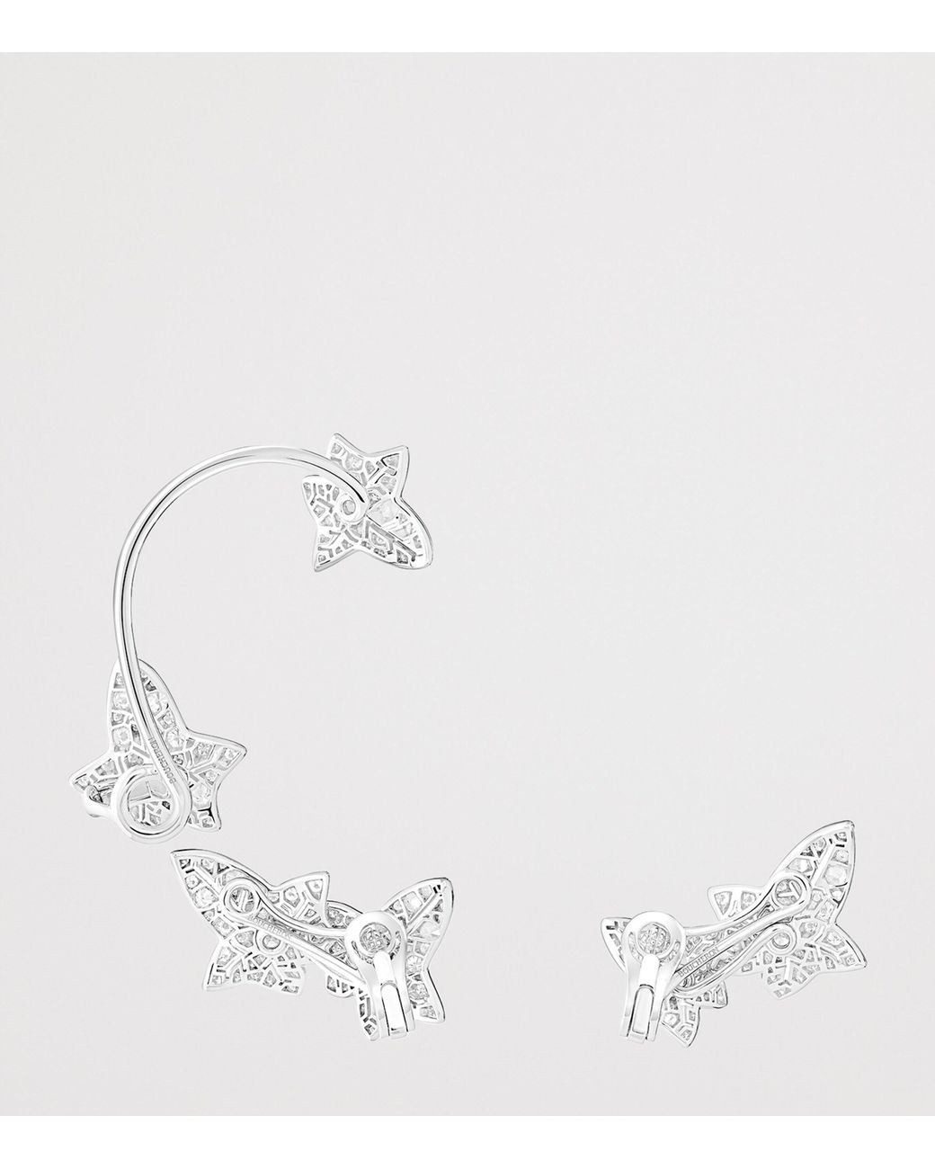 Boucheron White And Diamond Lierre De Paris Asymmetric Clip Earrings