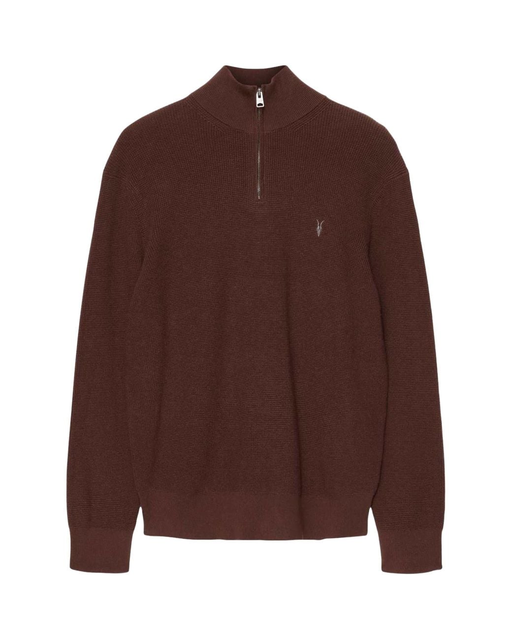 AllSaints Brown Funnel-Neck Aspen Sweater for men