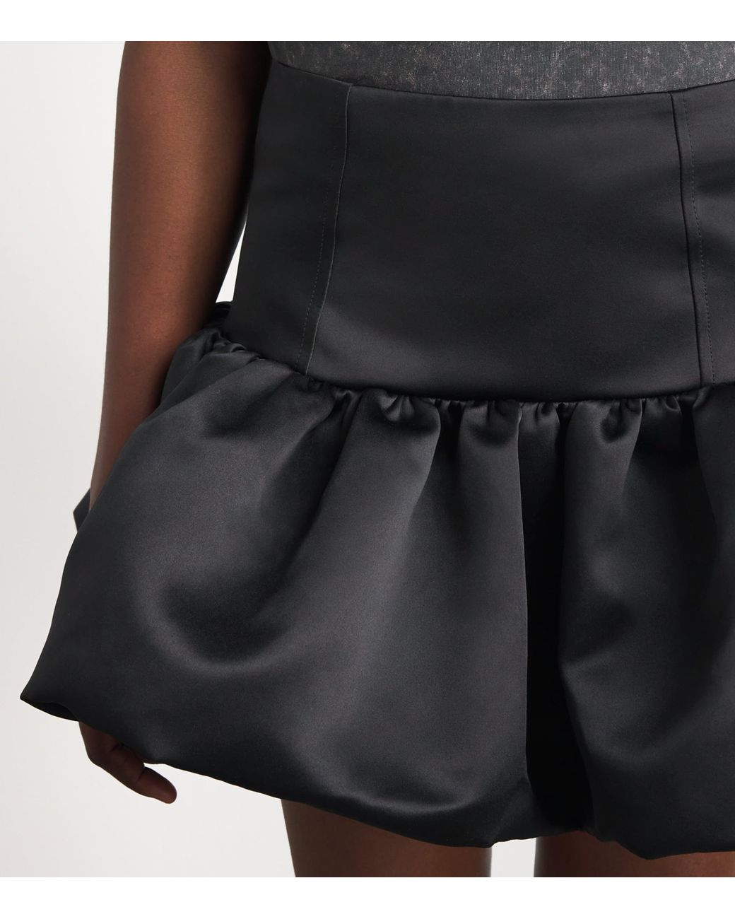 Ganni Black Satin Bubble Mini Skirt