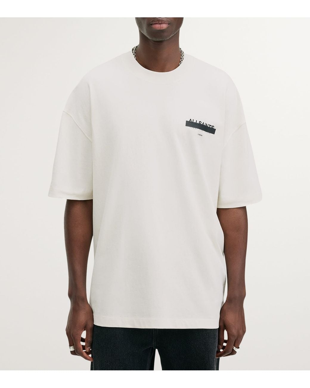 AllSaints White Organic Cotton Redact T-Shirt for men
