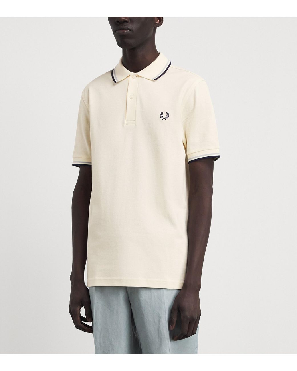 Fred Perry White Cotton Twin Tipped Polo Shirt for men