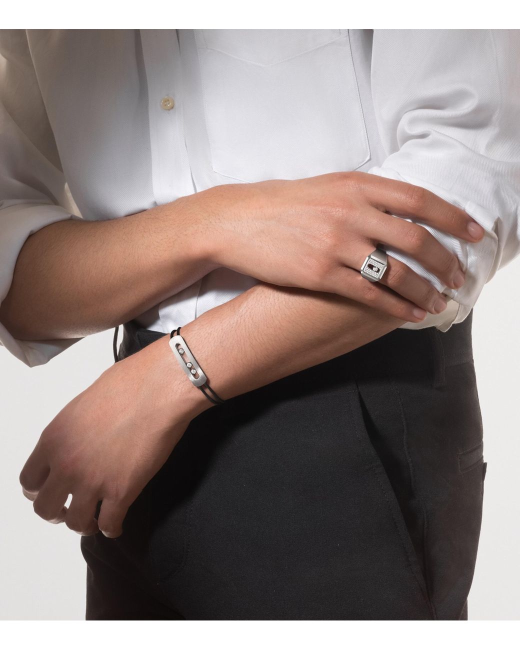 Messika Black Move Titanium And Diamond Large Cord Bracelet